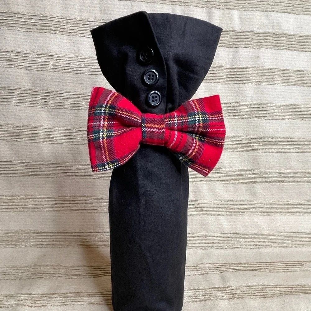 Handcrafted Wine or Liquor Bottle Gift Bag Made From Jacket and Tie